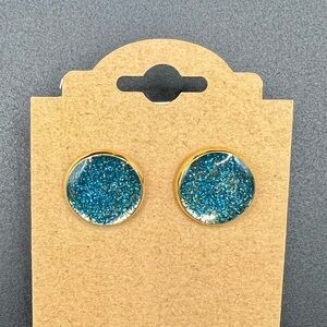 Sparkling Blue Glitter Earrings